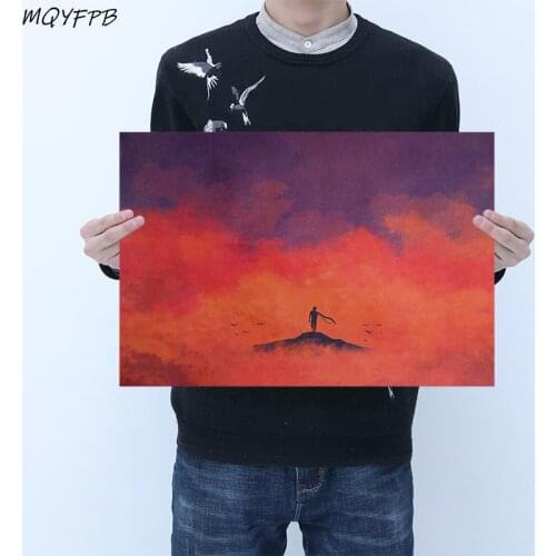 Illusory Kraft Paper Poster Home Room Bedroom Wall Decoration Painting Core 50.5x35cm