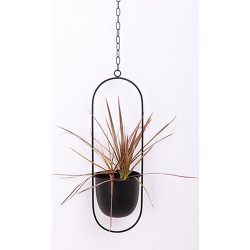 Creative Metal Hanging Chain Planer Mini Basket Flower Pot Geometric Plant Vase Home Garden Balcony Home Living Room Decoration