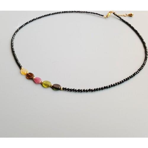 Lily Jewelry Black Spinels Tourmalines Beads Gold Filled Necklace Natural Stone Popular Jewelry for Women Nice Gift 40-43cm