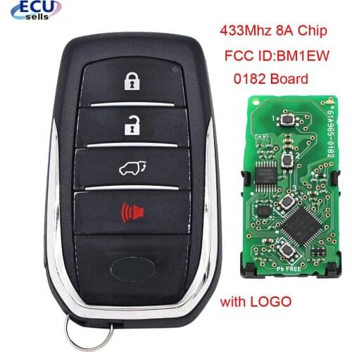 3+1 Buttons Smart Keyless Remote Car Key For Toyota Fortuner 433Mhz 8A Chip FCC ID:BM1EW 0182 Board