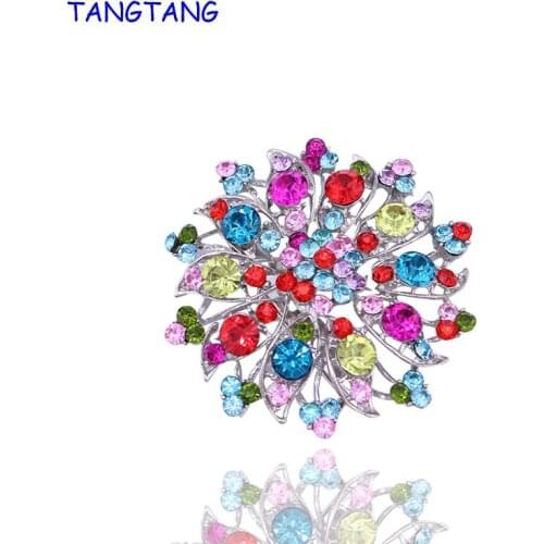 Multi Colors Brilliant Rhinestone Jewelry Pins Wedding Heavy Tasteful Swirl Flower Crystal Brooch For Bridal, Item NO.: BH8194