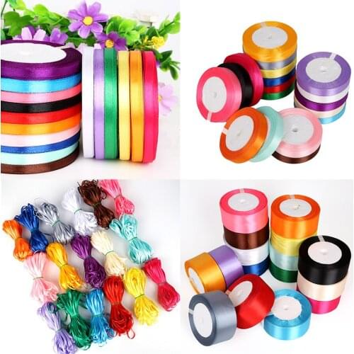25 Yard 3mm-20mm Slik Satin Ribbon Wedding Party Decoration Invitation Card Gift Wrapping Scrapbooking Supplies DIY Bow Craft