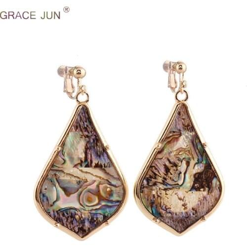 New Arrival Big Abalone Shell Clip on Earrings Without Piercing and Pierced Earrings for Women Party Prom Elegant Jewelry Bijoux