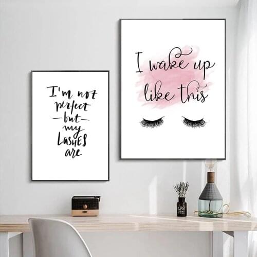 Modern Eyelash Extension Guide Posters and Long Eyelashes Makeup Painting Quotes Wall Art Printing Pictures Girls Room HomeDecor