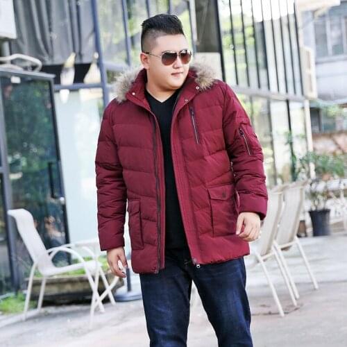 Super large mens obese glossy with hood downjacket black fur big outerwear plus size XL- 6XL7XL8XL9XL 10XL 11XL 12XL 13XL
