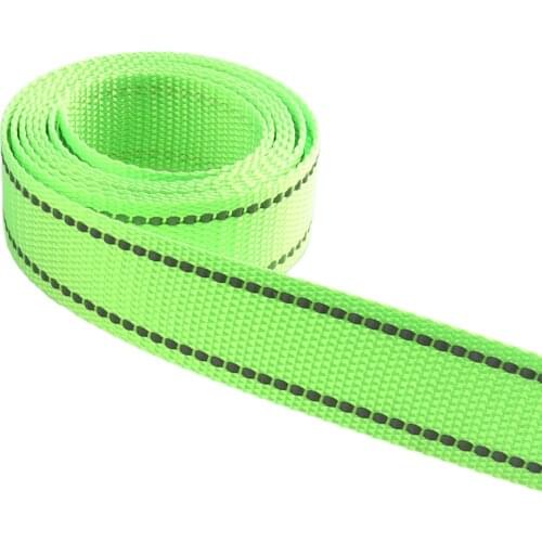 Neon Lime Reflective Fluorescent green Ribbon Silver Reflective Stripe 100% Polyester/Sports Reflective Ribbon Webbing strips
