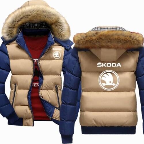 New Thicken Fashion Skoda Car Logo Sweatshirt Hoodies Winter Fleece Warm Coats Cotton Wool Hoody Mens Wadded Jacket