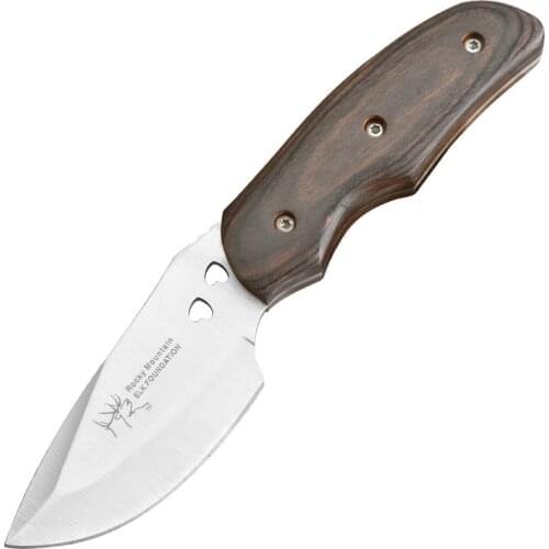 DuoClang Outdoor Camping Knife Wood Handle Pocket Small Fixed Blade Knife with Nylon Sheath