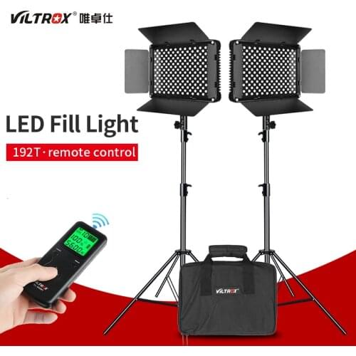 VILTROX VL-S192T LED Video Light Bi-color Dimmable Wireless Remote Panel Lighting Kit + 1.8m Light Stand for Studio Shooting