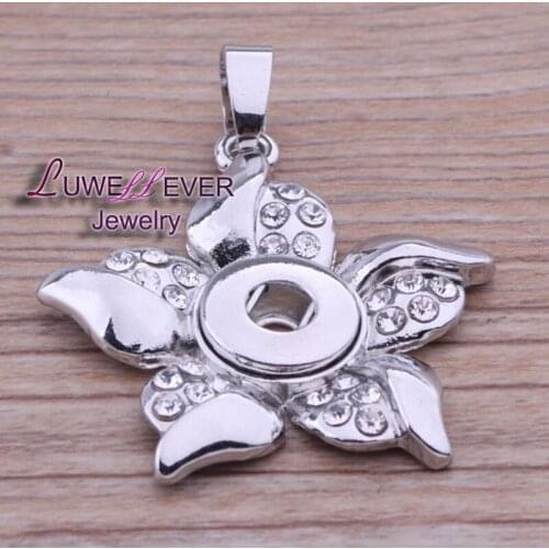 Vintage Flower Rhinestone 242 Metal Button Pendant Fit 12mm snap button Charm Necklaces Jewelry For Women Gift