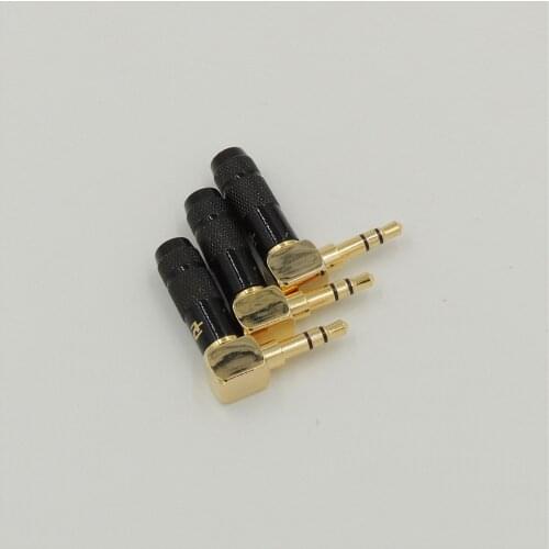 High quality copper stereo audio 3.5mm Angle 90 Degree Male Plug soldering repair headphone Jack Audio Connectors 3 pole