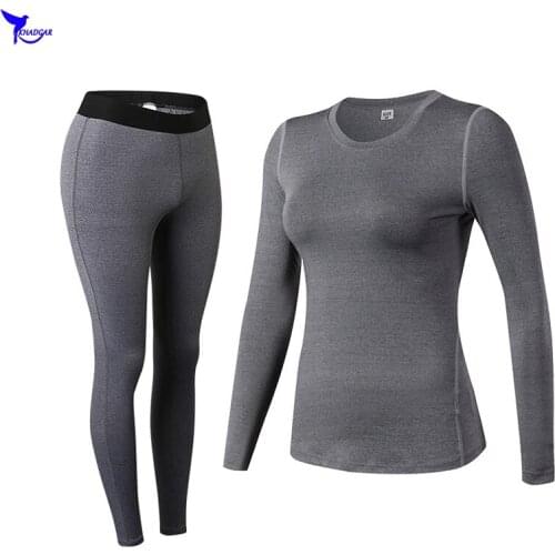 Women Compression Long Sleeve Shirt and Pants Jogging Suit Gym Fitness Yoga Clothing Ladies Quick Dry Elastic Running Sport Suit