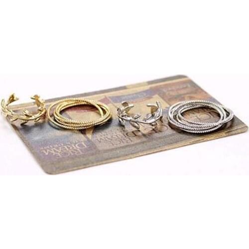 2 pcs/set Combined Opening Multi Circle Rings Leaf Little Finger Knuckle Rings for Women