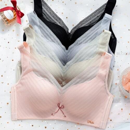 Wasteheart Sexy Women Black Pink Blue Lace Padded Bras Push Up Wireless Bras Bralette Cup A B C Underwear Female Bras Plus Size