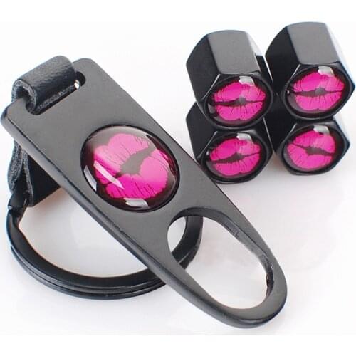 1 Set Sexy Kiss Lip Tire Valve Caps for Wheel Matched Spanner For tires valve caps Ford Anti-lost Car Stickers Auto Accessory