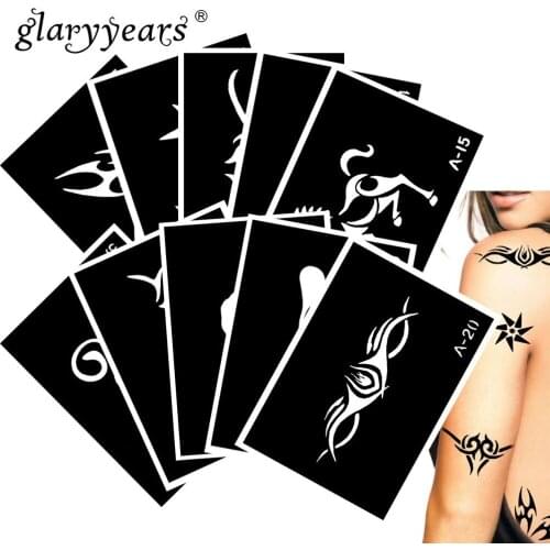 10 Pieces/Set Henna Tattoo Stencil Horse Pattern Paste Drawing Body Art Tattoo Stencil Sexy Product Waterproof 2019 HN#47