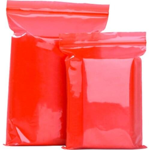 100Pcs Red Plastic Zip Lock Bag Self Seal Reusable Dustproof Sundries Crafts Zipper Storage Package Pouches
