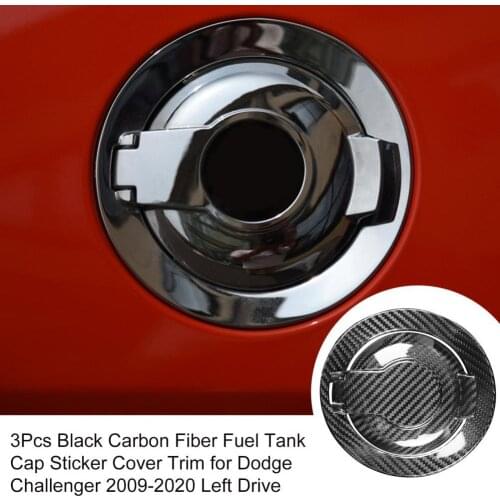 3Pcs Black Carbon Fiber Fuel Tank Cap Sticker Cover Trim car accessories