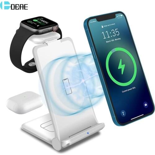 3 in 1 Foldable Wireless Charger Stand For iPhone 12 11 XS XR X 8 Apple Watch Qi 15W Fast Charging Dock Station For Airpods Pro