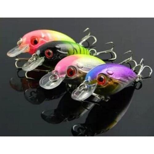 4pcs crankbait carp fishing lure pesca tackle wobbler crank bait 6cm 7.7g 8# hook