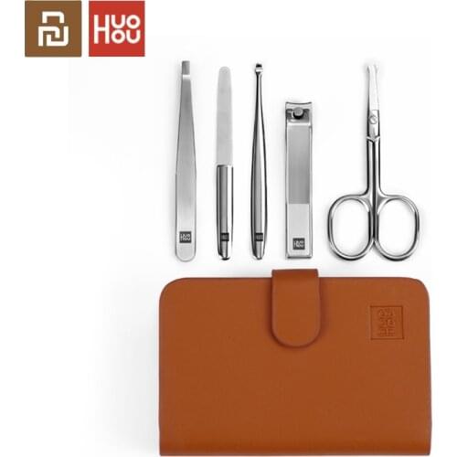 Xiaomi Huohou 5pcs Stainless Steel Nail Clipper 5-piece Nail Clipper Set Ear Scoop Scissors Nail Clipper Man And Woman Household