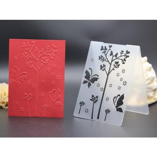 AlinaCraft 10.5x15cm plastic embossing folders for DIY scrapbook envelop album frame decoration tree butterfly template