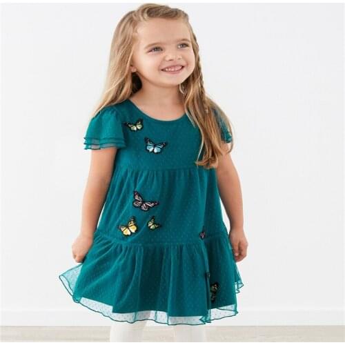 Top Brand Princess Party Baby Girls Dress Summer Butterflies Children Clothing Mesh Kids Birthday Dress New Arrival for Girls