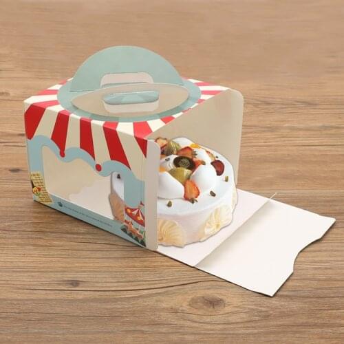 10 Pcs Circus Series Portable Cake Box, Double Buckle Window Paper Box,Gift Packaging Boxes for Cupcakes,Candy and Biscuit