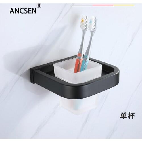 Black Toothbrush Holder Stainless Steel Single Cup Rack Bathroom Toothbrush Cups Holders And Toothbrush Glass Cups Accessories