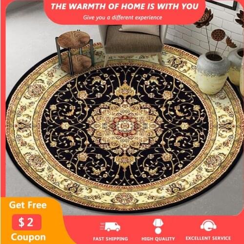 European Style Persian Round Carpets Bohemia Retro 120x120cm Living Room Rugs Non-slip Palor Bedroom Swivel Chair Basket Carpet
