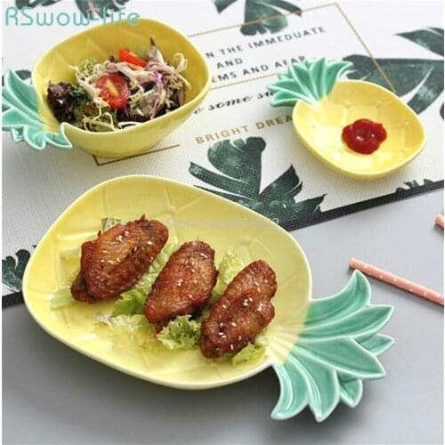 Creative Cute Ceramic Pineapple Plate Bowl Dish Fruits for Restaurant Plates Home Piatti Ceramica Plate Snack Plates