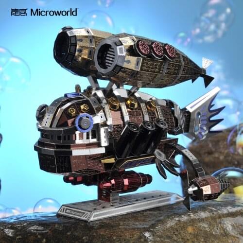 Microworld 3D Metal Puzzle Whale Base Model kits DIY Laser Cut Assemble Jigsaw Toys GIFT For Children