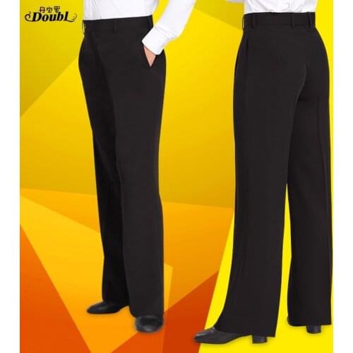 Doubl Fashion Men Ballroom Professional Stylish Loose Dancewear Straight Black Latin trousers Competition Practise Dance Pants