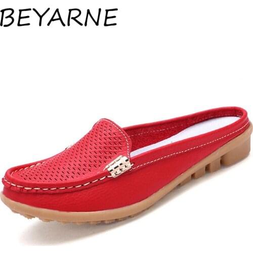 BEYARNE New Womens Shoes Genuine Leather Moccasins Mother Loafers Soft Leisure Flats Female Ladies Driving Ballet Footwear E088