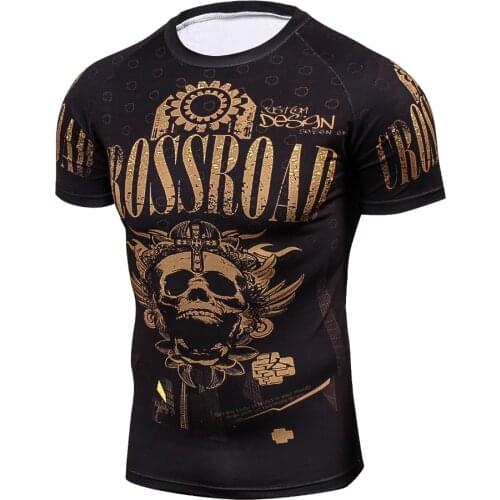 Mens Workout Clothes Short Sleeve Fitness Compression Shirt 3D Full Printing MMA Bodybuilding Tshirts Mens Gear Tee&Top Jerseys