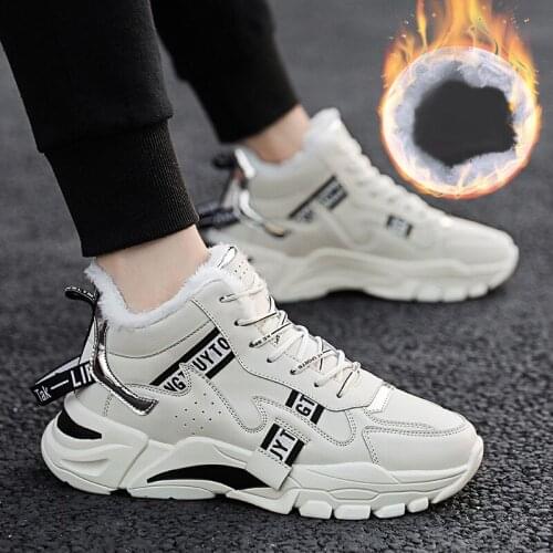 Mens Boots Fashion Thick Bottom Non-slip Warm Winter Shoes For Men Warm Ankle Boots Lace-up Snow Boots Male Sneakers