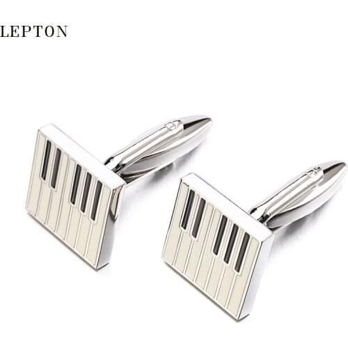 Lepton Piano Keyboard cufflinks for mens Hot Sale Square Musical Instrument Funny Piano keys Cufflinks Shirt Cuffs Cuff links