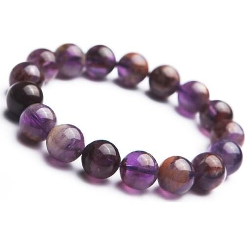 Genuine Natural Purple Phantom Quartz Women Stretch Fashion Round Beads Bracelet 13mm