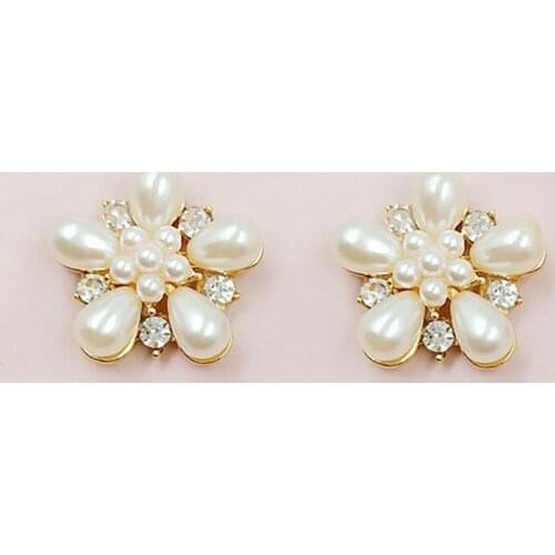 2019New 100Pcs 20mm Pearl Flower Button for DIY Hair or Wedding Clothes Collar Jewelry Accessories HZ587