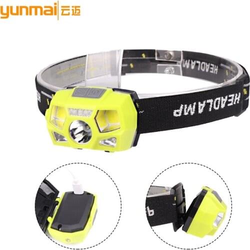 New three colour Headlights 1200mAH XPE and COB 6W meters Adjustable Head lamp Charging USB sensory switch light for camping