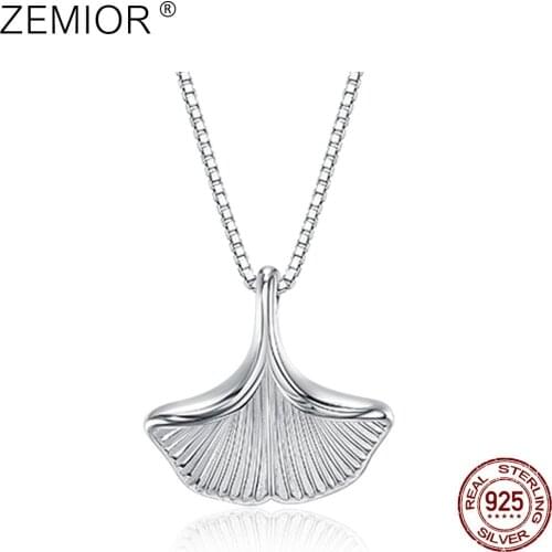 ZEMIOR Chokers Necklaces For Women 925 Sterling Silver Simple Ginkgo Biloba Pendant Necklace Silver 925 Jewelry Anniversary Gift