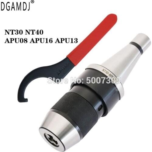 1 set of NT30 NT40 APU08 (1-8mm) APU16 (1-16mm) APU13 (1-13mm) keyless chuck self-tightening tool holder for CNC machine tools