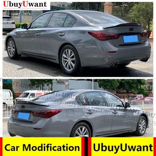 For Infiniti Q50 PSM Style Real Carbon Fiber Car Rear Trunk Boot Lip Spoiler Wing Lip 2014 - 2021 Wing Spoiler For Q50 Q50L Q50S