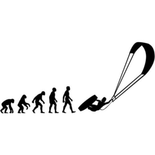 Car Sticker Evolution Surfing Parachute PVC Car Decoration Accessories Sticker Creative Waterproof Black/White,15cm*7cm