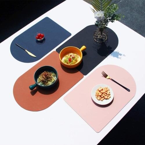 Washable Leather Anti-Skidding Placemat Heat Insulation Tableware Mat Table Pad with Bowl Coaster for Dinner Kitchen Accessories