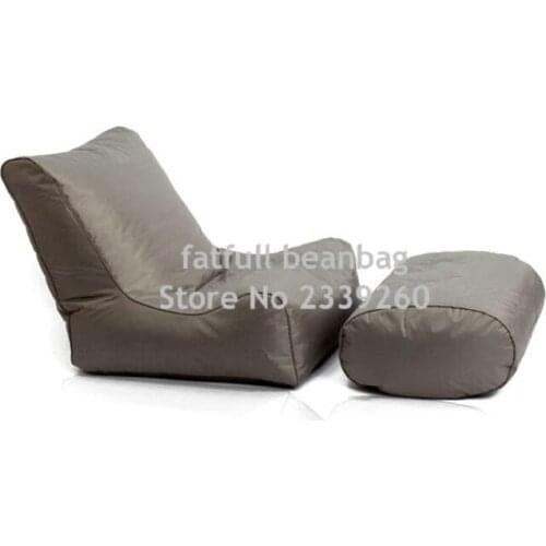 Cover only No Filler - taupe color polyester with pvc coated bean bag chair, waterproof beanbag sofa cushion with stool rest