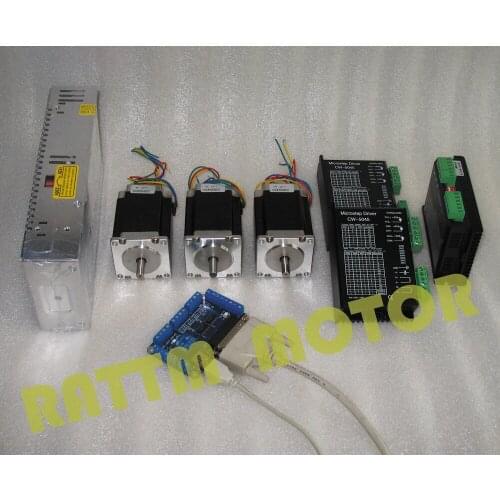 USA Shipping/free TAX 3 axis CNC controller kit 3 NEMA23 270oz-in stepper motor&driver with 256 microstep and 4.5A current