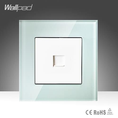 High End Wallpad White Crystal Glass 110V-220V UK EU European Electrical RJ11 Telephone Tel Jack Outlet Power Wall Socket