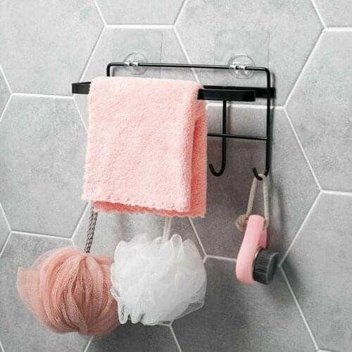 Bathroom Iron Towel Rack Towel Bar Wall Mounted Kitchen Cabinet Drain Rack For Home Storage Hooks Shelf Organizer