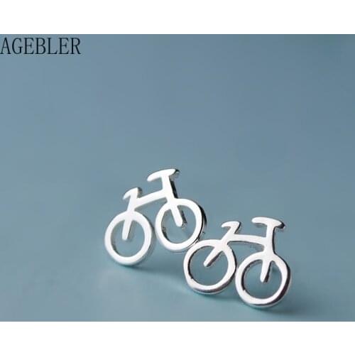 New Fashion 925 Sterling Silver Stud Earrings Lovely Bicycle Pattern Personality Student Gift Women Elegant Party Jewelry
